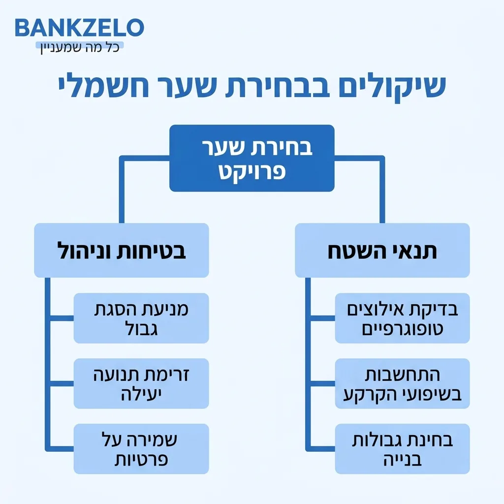 אינפוגרפיקה — שיקולים בבחירת שער חשמלי: בחירת שער פרויקט