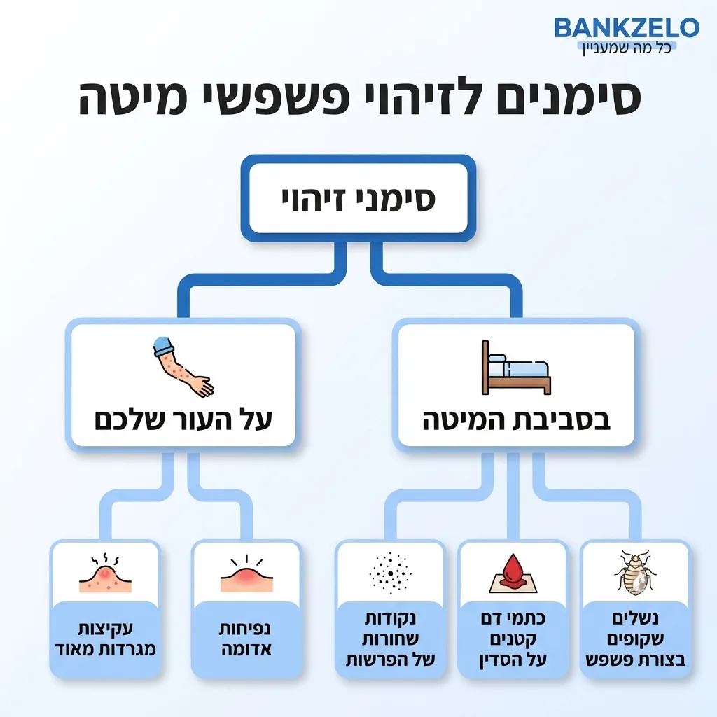 אינפוגרפיקה — סימנים לזיהוי פשפשי מיטה: סימני זיהוי