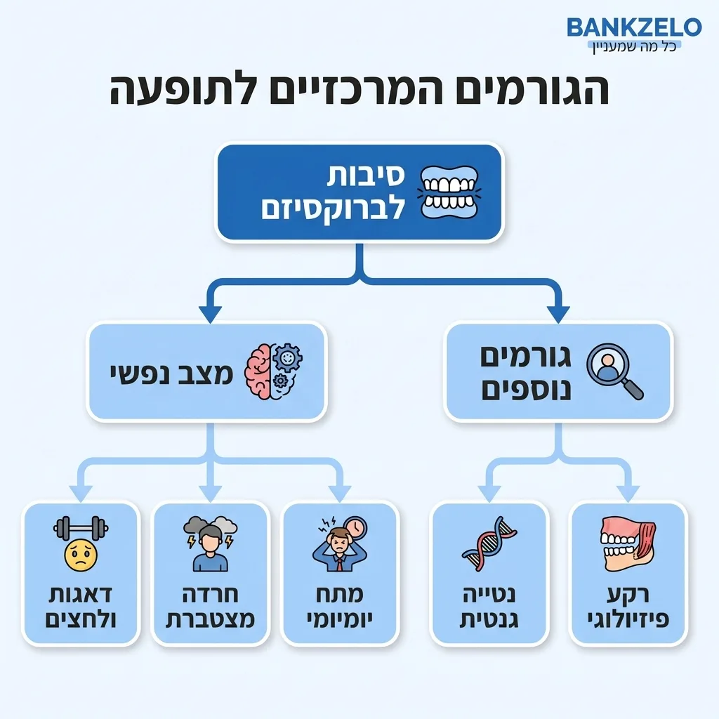 אינפוגרפיקה — הגורמים המרכזיים לתופעה: סיבות לברוקסיזם