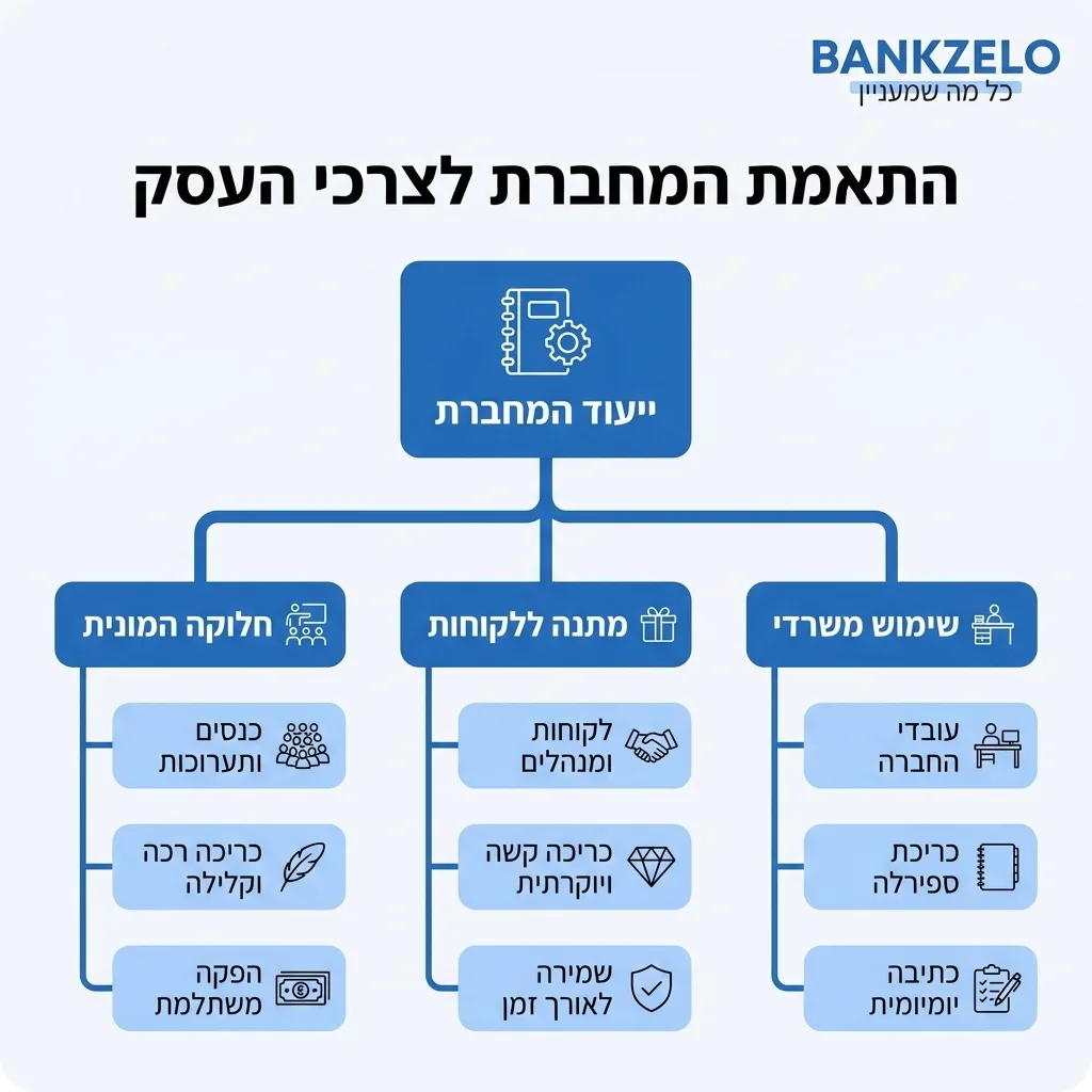 אינפוגרפיקה — התאמת המחברת לצרכי העסק: ייעוד המחברת